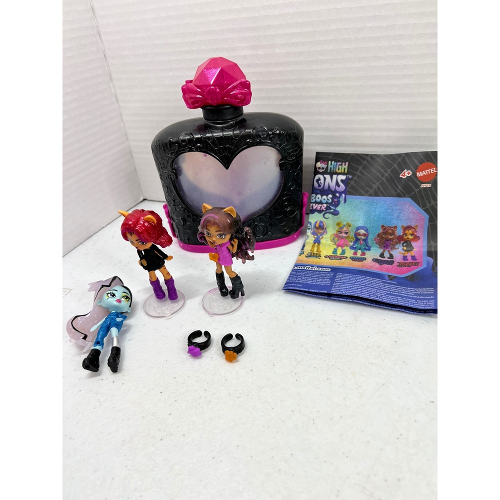 Mattel Monster High Boos Ever Minis Clawdeen Toralei Frankie Set Case Rings